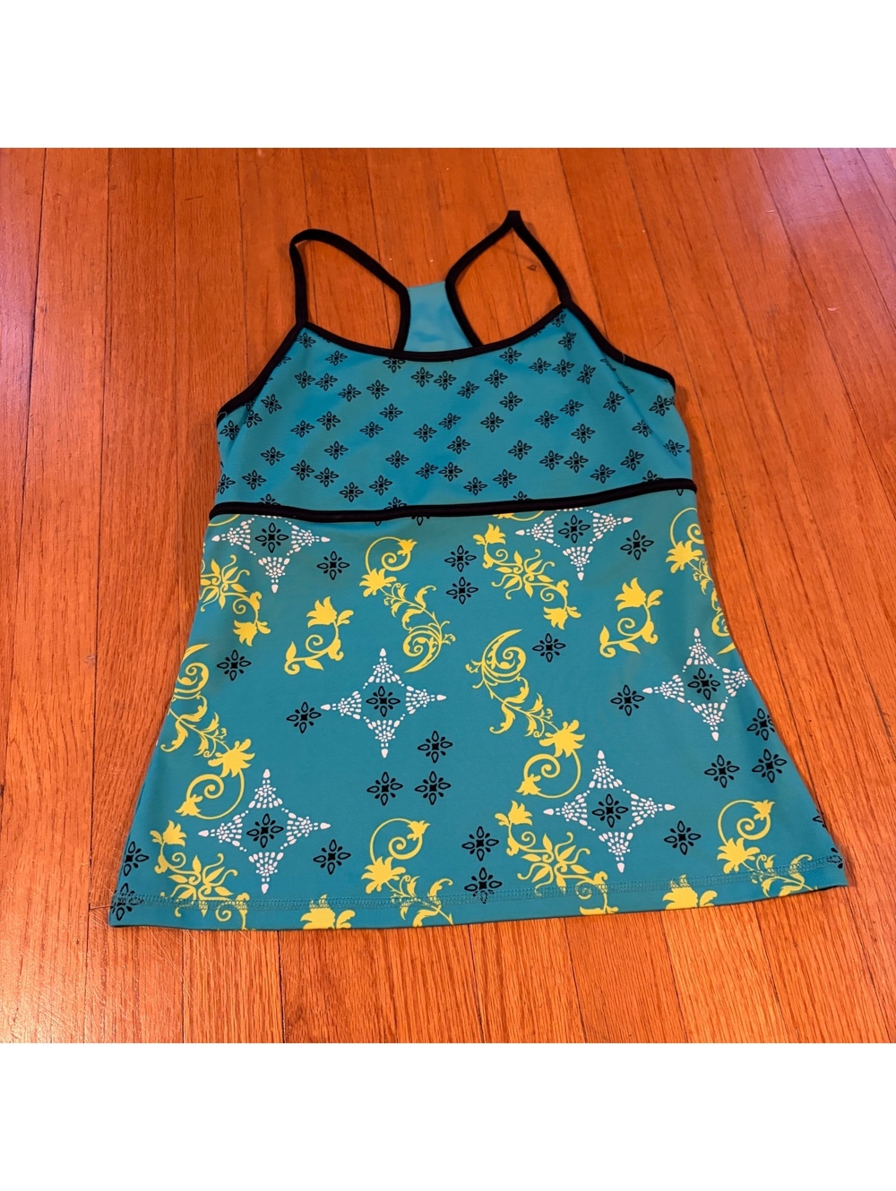 Vintage Y2K teal whimsical workout babydoll top